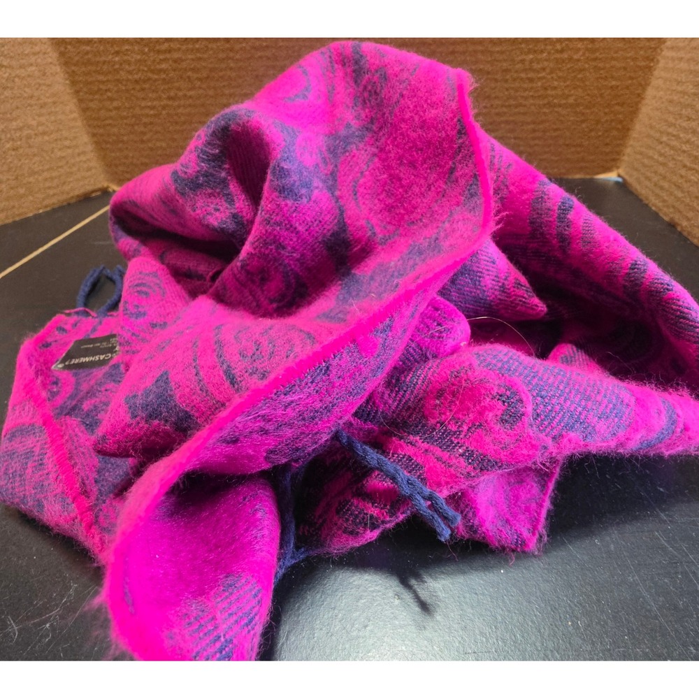 D&Y Softer Than Cashmere Paisley Fringe Scarf Brushed Acrylic Wrap 64x12